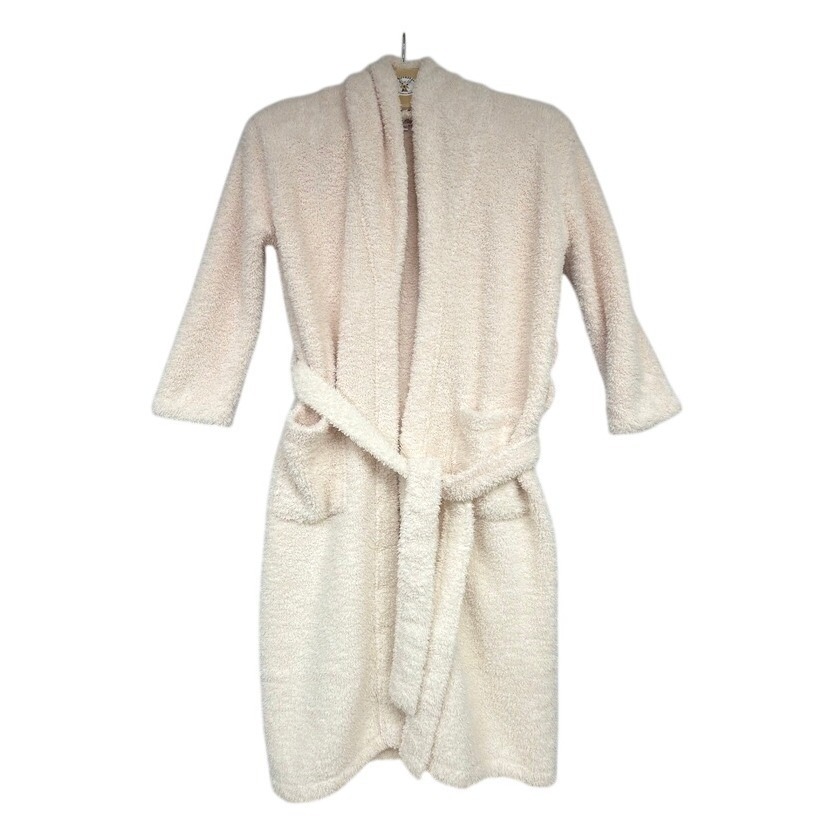 Barefoot Dreams Cozychic Robe Size 1 Plush Belted Lounge Spa Soft Cream